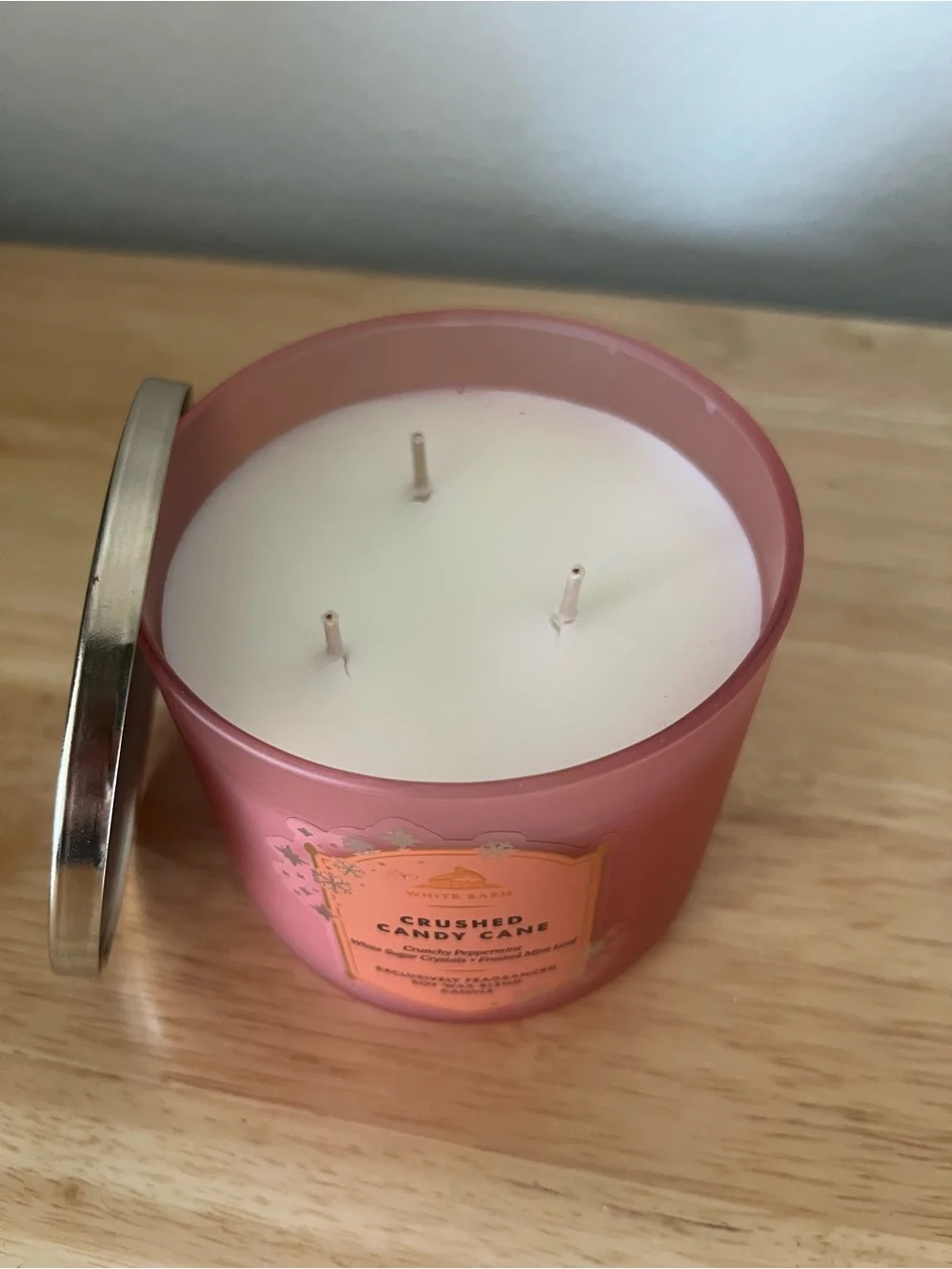 White Barn Crushed Candy Cane Candle - Pink - Picture 2 of 4